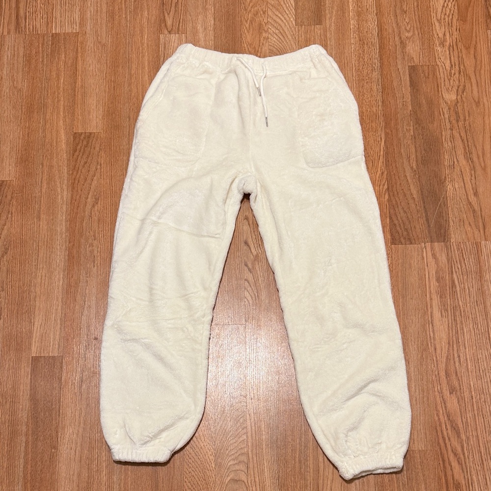 Cozy White Fuzzy Joggers